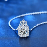 Moissanite Crystal Crown Perfume Bottle Necklace