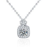 Moissanite Crystal Crown Perfume Bottle Necklace
