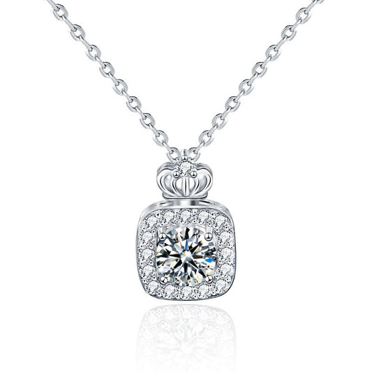 Moissanite CZ Crown Perfume Bottle Necklace
