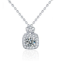 Moissanite Crystal Crown Perfume Bottle Necklace
