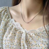 Simple Curb Chain Round Zircon 925 Sterling Silver Necklace