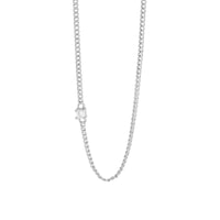 Simple Curb Chain Round Zircon 925 Sterling Silver Necklace