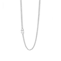 Simple Curb Chain Round Zircon 925 Sterling Silver Necklace