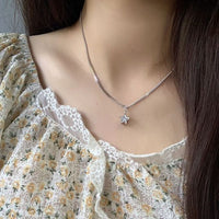 Crystal Star Curb Chain Necklace 925 Sterling Silver