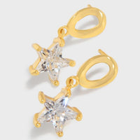Classic Crystal Stars Sterling Silver Dangling Earrings