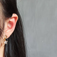 Classic Crystal Stars Sterling Silver Dangling Earrings