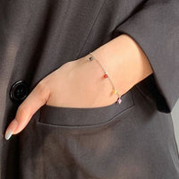 Colorful Beads Curb Chain 925 Sterling Silver Bracelet