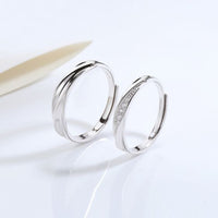 925 Sterling Silver Mobius Crystal Adjustable Wedding Band