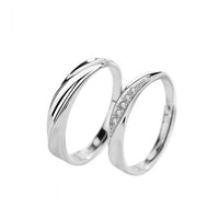 925 Sterling Silver Mobius Crystal Adjustable Wedding Band