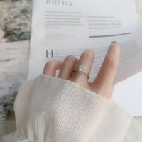 Hexagram Star Moissanite Crystal Adjustable Ring, 925 Sterling Silver
