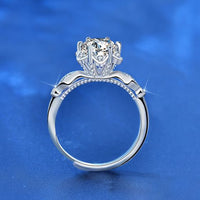Hexagram Star Moissanite Crystal Adjustable Ring, 925 Sterling Silver