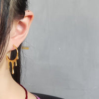 Irregular Waterdrop Sterling Silver Dangle Earring (Single)