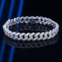 Men's Crystal Hollow Curb Chain 925 Sterling Silver