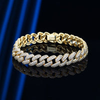 Men's Crystal Hollow Curb Chain 925 Sterling Silver