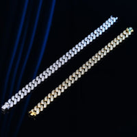 Men's Crystal Hollow Curb Chain 925 Sterling Silver