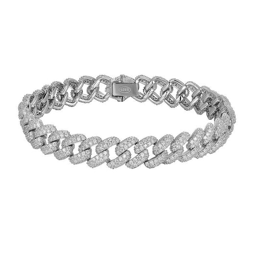 Men's CZ Hollow Curb Chain 925 Sterling Silver