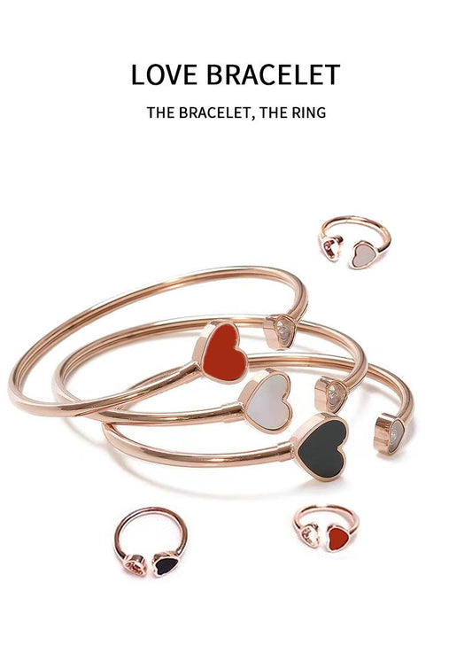 Peach Heart Open Bracelet in 18K Rose Gold