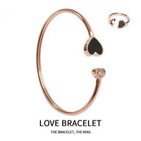 Peach Heart Open Bracelet in 18K Rose Gold