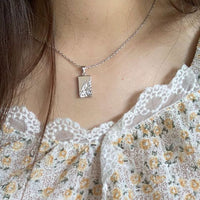 Office Geometry Crystal Rectangle Necklace