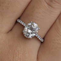 Oval 3-Carat Crystal Adjustable 925 Sterling Silver Ring