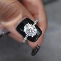 Oval 3-Carat Crystal Adjustable 925 Sterling Silver Ring
