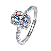 Oval 3-Carat Crystal Adjustable 925 Sterling Silver Ring