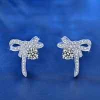 Moissanite Bow-Knot Stud Earrings in .925 Sterling Silver