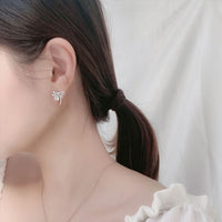 Moissanite Bow-Knot Stud Earrings in .925 Sterling Silver