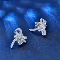 Moissanite Bow-Knot Stud Earrings in .925 Sterling Silver