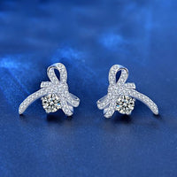 Moissanite Bow-Knot Stud Earrings in .925 Sterling Silver