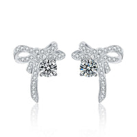 Moissanite Bow-Knot Stud Earrings in .925 Sterling Silver