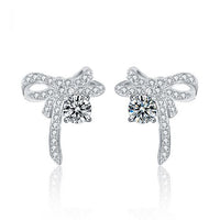 Moissanite Bow-Knot Stud Earrings in .925 Sterling Silver