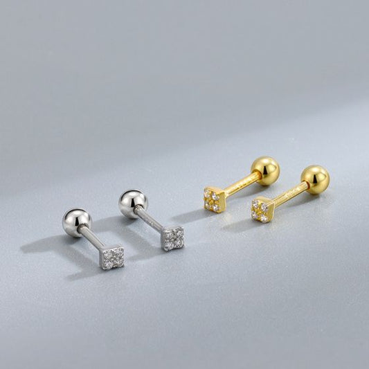 Graduation Geometry Square CZ Stud Earrings