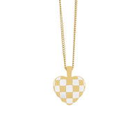 Geometry Heart Chessboard Sterling Silver Necklace