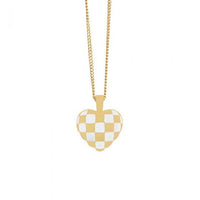 Geometry Heart Chessboard Sterling Silver Necklace