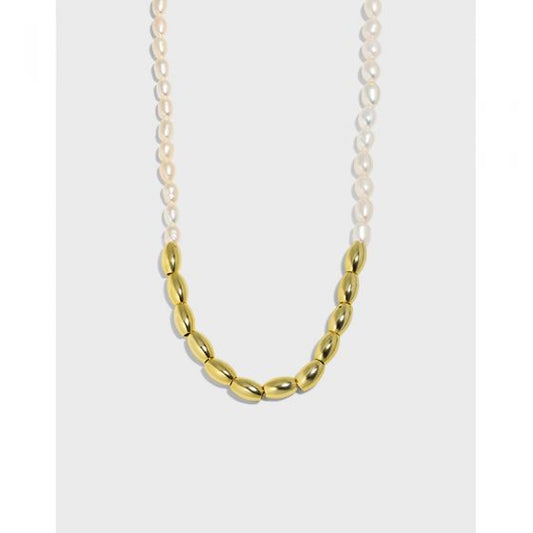 Asymmetry Oval Natural Pearl Waterdrop Necklace