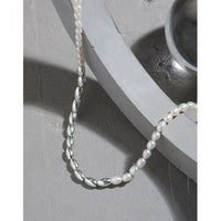 Asymmetry Oval Natural Pearl Waterdrop Necklace