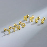 Initial Letter 925 Sterling Silver Stud Earrings