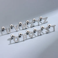 Initial Letter 925 Sterling Silver Stud Earrings