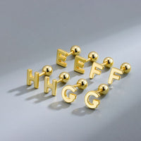 Initial Letter 925 Sterling Silver Stud Earrings