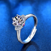 Moissanite Crown Adjustable 925 Sterling Silver Ring