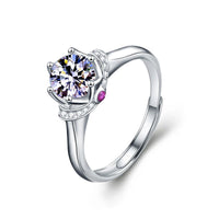 Moissanite Crown Adjustable 925 Sterling Silver Ring