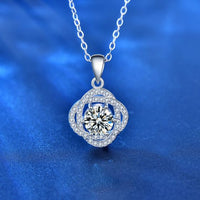 Moissanite Rose Flower Necklace in 925 Sterling Silver