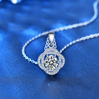 Moissanite Rose Flower Necklace in 925 Sterling Silver