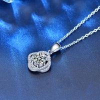 Moissanite Rose Flower Necklace in 925 Sterling Silver