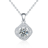 Moissanite Rose Flower Necklace in 925 Sterling Silver