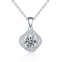 Moissanite Rose Flower Necklace in 925 Sterling Silver