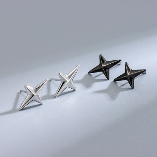 Celestial Quadrangle Star Sterling Silver Screw Stud Earrings