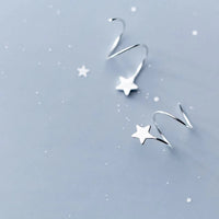 Sterling Silver Minimalist Star Wave Hoop Earrings