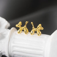 Balloon Dog Stud Earrings, Yellow Gold